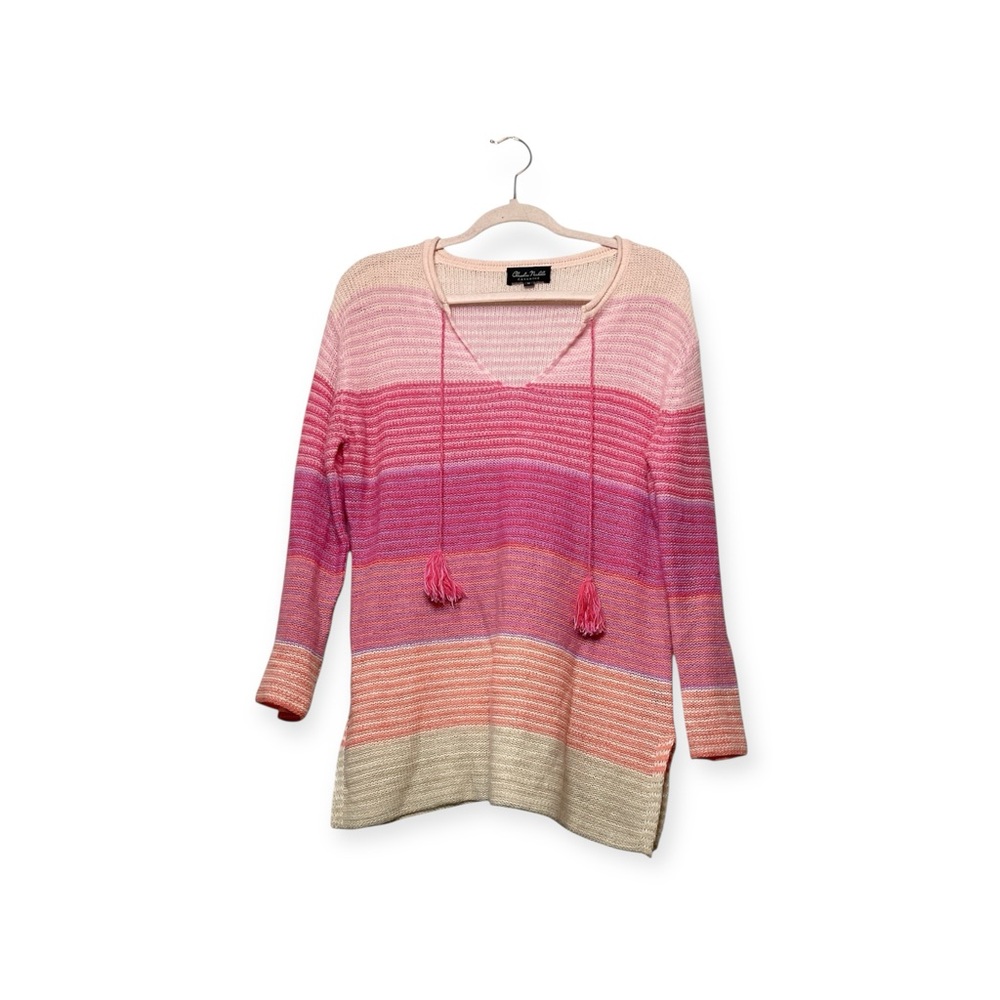Women’s Claudia Nichole striped, cashmere blend tunic sweater, size medium